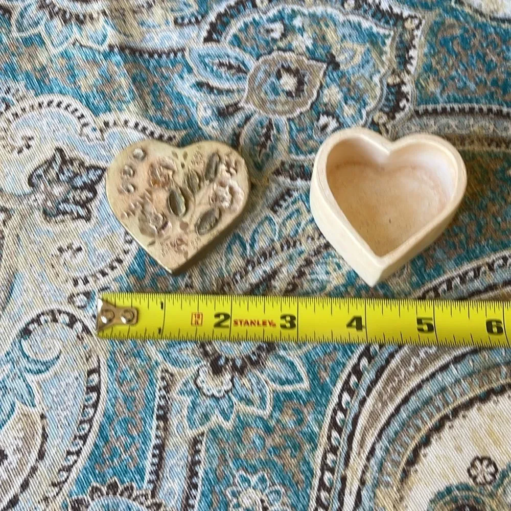 Pottery Heart Trinket Box Signed 1999 Floral Lid Vintage